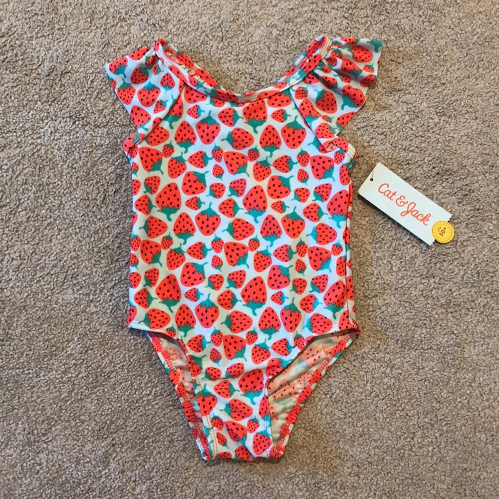 NWT Cat & Jack Strawberry Swimsuit One Piece